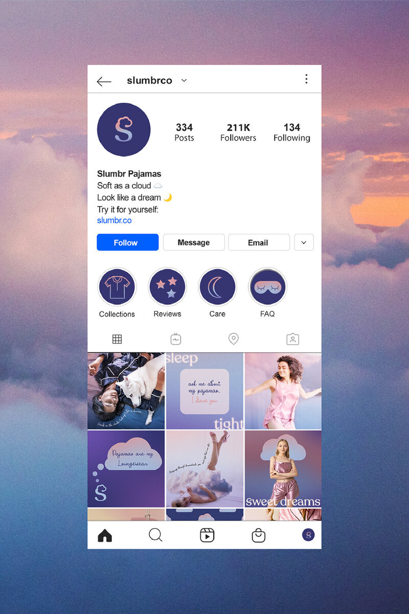 instagram for pajama brand