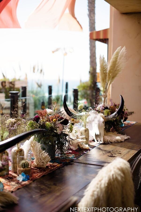Vibrant florals for a private Coachella-themed event in Malibu. Designed by Southern California corporate florist Lilla Bello.