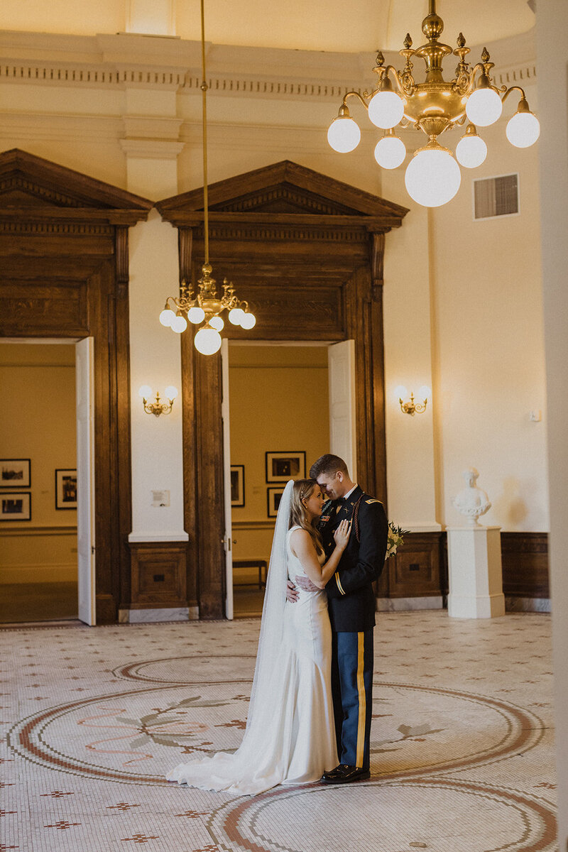 Bride and groom at Gibson Museum wedding planned by Bianca Nichole and Co