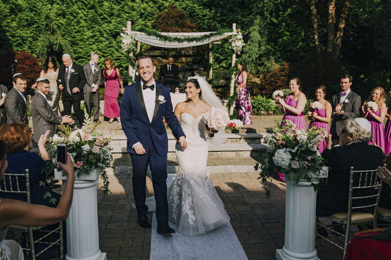 Seasons Catering Wedding Ceremony | Bride and Groom Walking Down the Aisle Just Married | Washington Township New Jersey