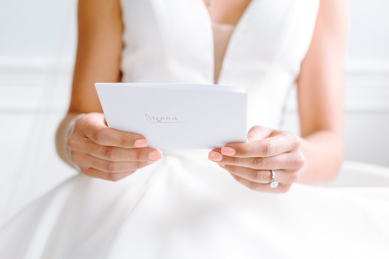 bride reading grooms letter