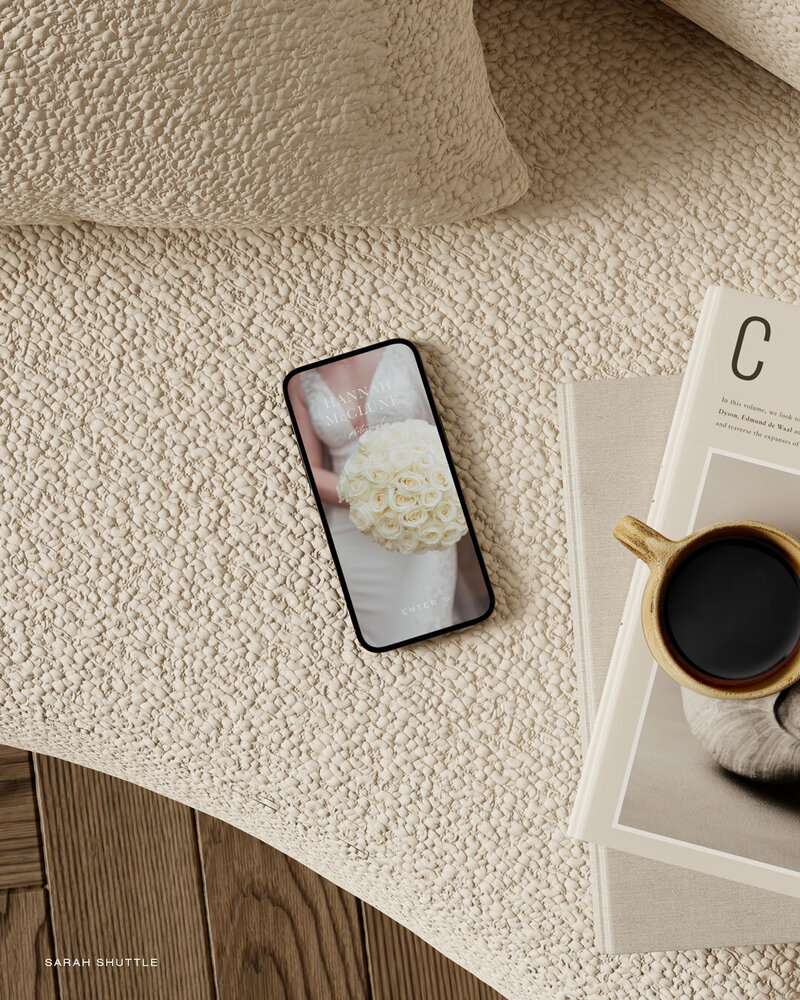 Mobile phone mockup displaying Hannah McClune photography website design