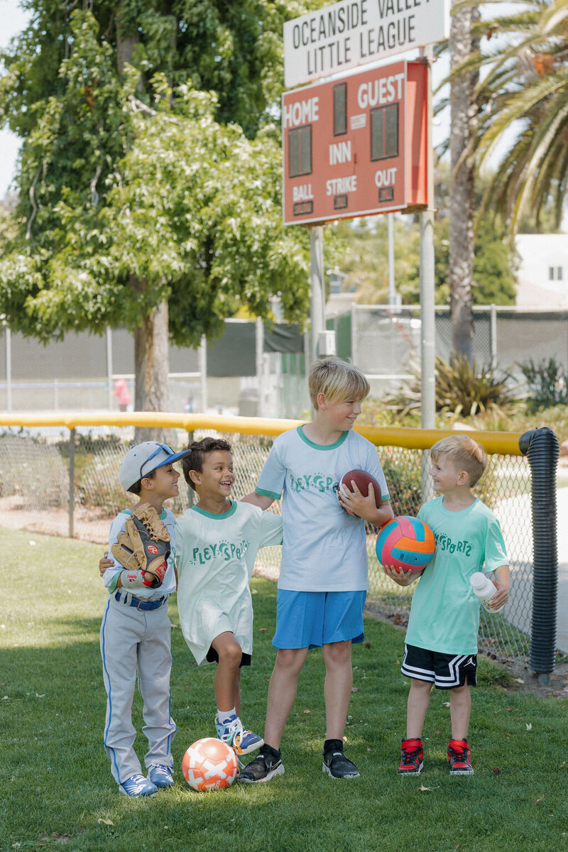 kids playing volley ball and t-ball