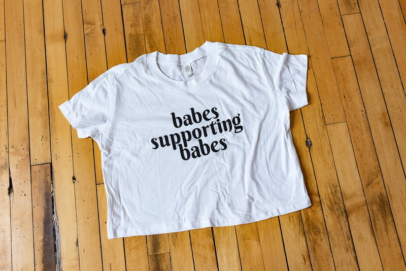 Babes Supporting Babes Cropped White Graphic Tee for Entrepreneurs