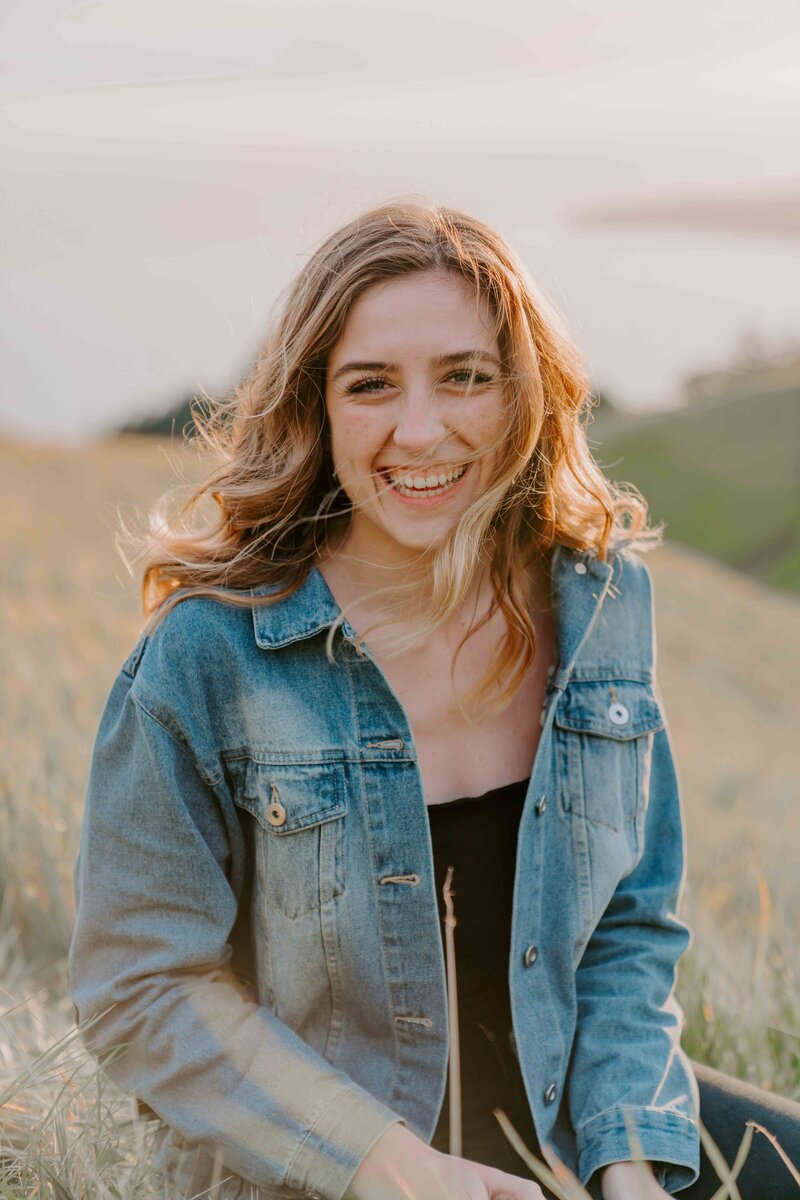 Smiling woman in a field