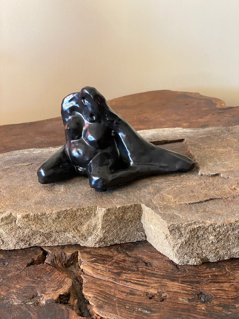 Sumi e Clay Sculpture  "Meditating Madonna" Inspired by Neolithic Divine and Sacred Goddess by Marilyn Wells