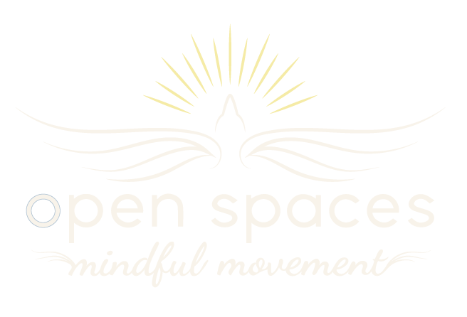 Bird illustration with sun and the text "Open Spaces Mindful Movement"