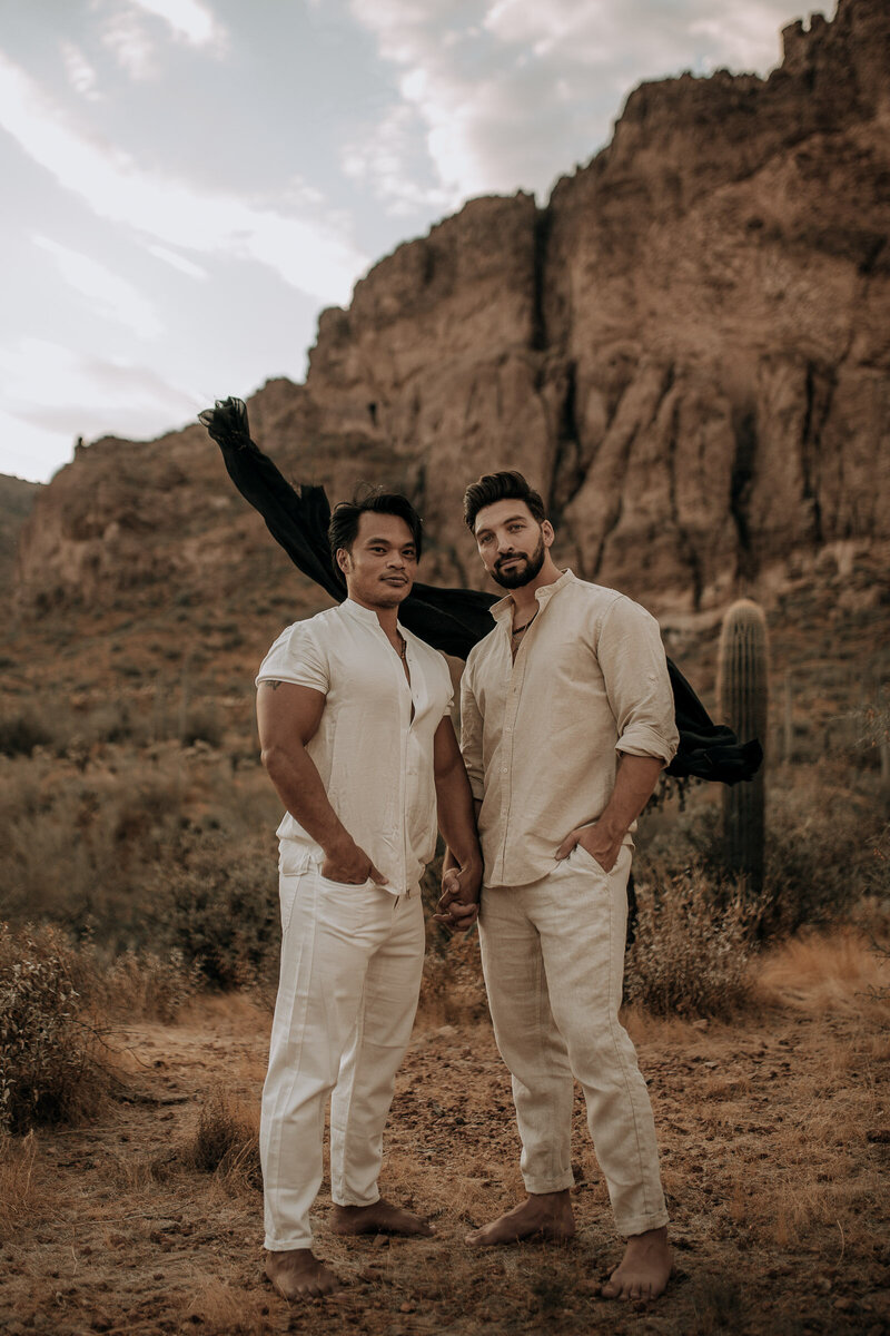 editorial engagement session with lgbtq couple in phoenix arizona