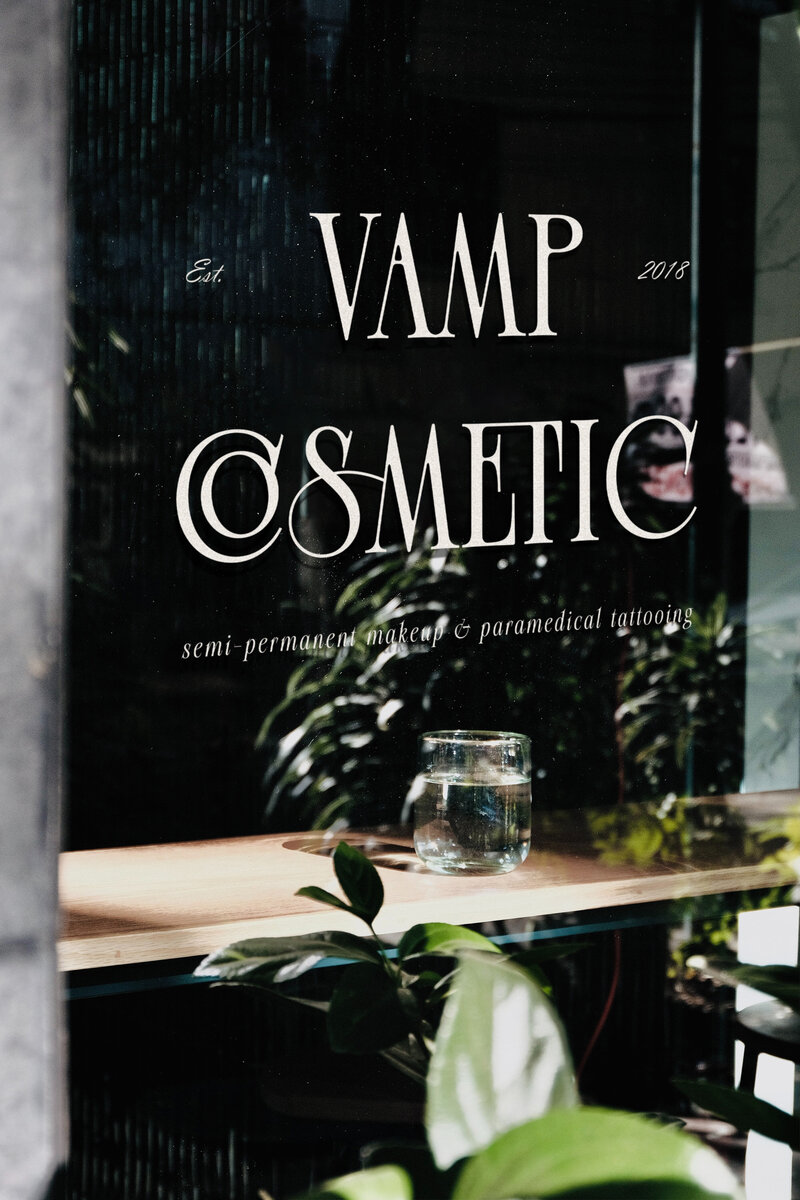 Services website page design laptop mockup for Vamp Cosmetic