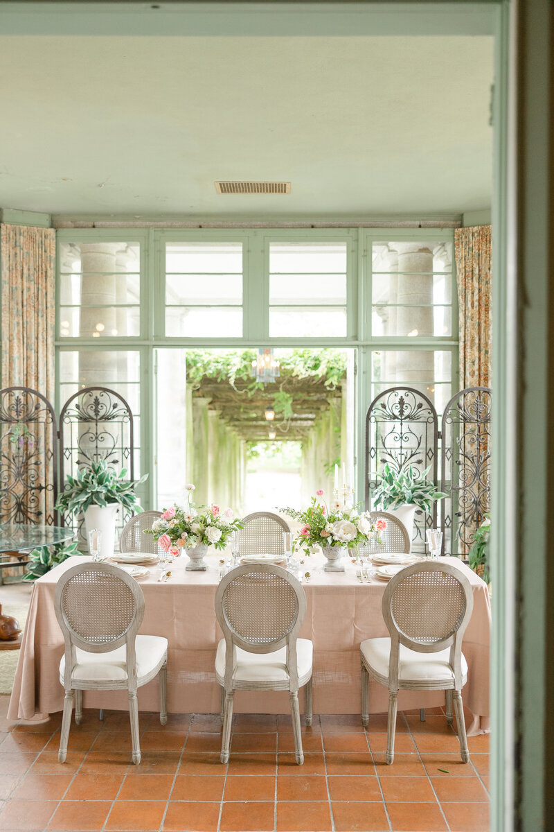 photo of blush wedding reception table