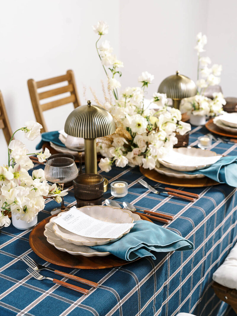 A tablescape by wedding planner Ascend Events, representing a styled photoshoot session.
