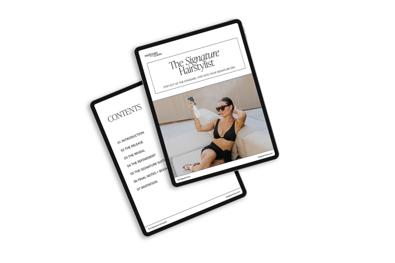 Hairstylists designing signature services for aligned income and confidence. The Signature Hairstylist course helps beauty professionals stand out with a branded service menu.