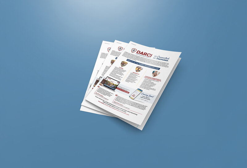 flyer and info sheet design and layout for Disaster Aware and Ready Communities logo and brand design by Amanda Newman Design in Paducah, Kentucky