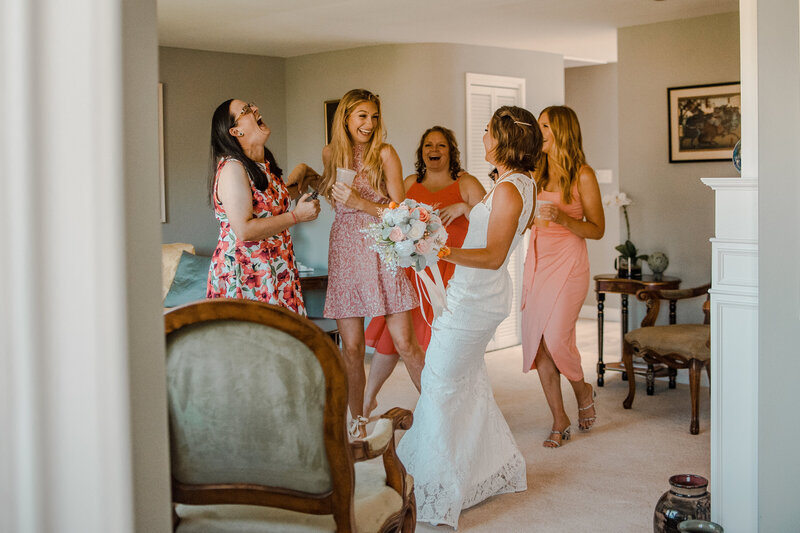 laughing summer bridal party