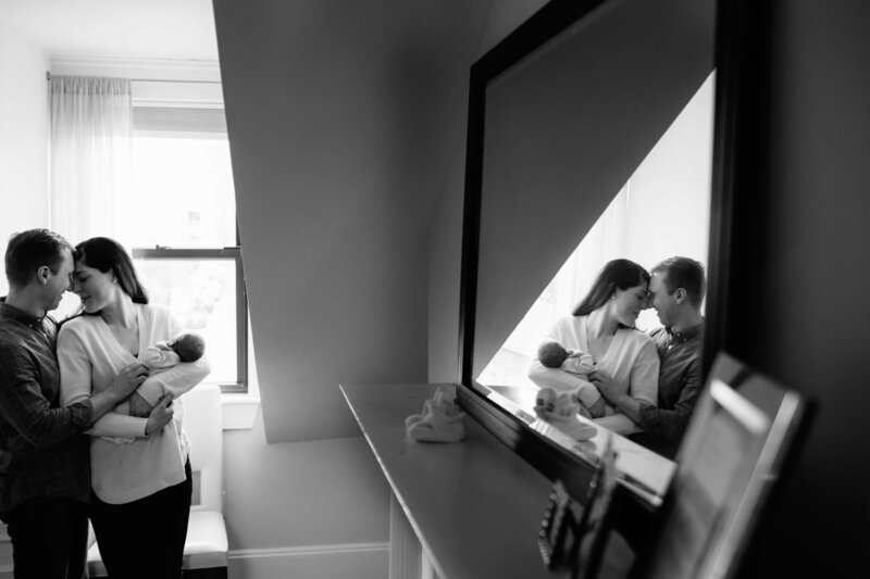Boston Newborn  Lifestyle Photographer reflection in mirror-1