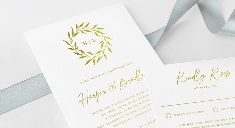 gold foil wedding invitations