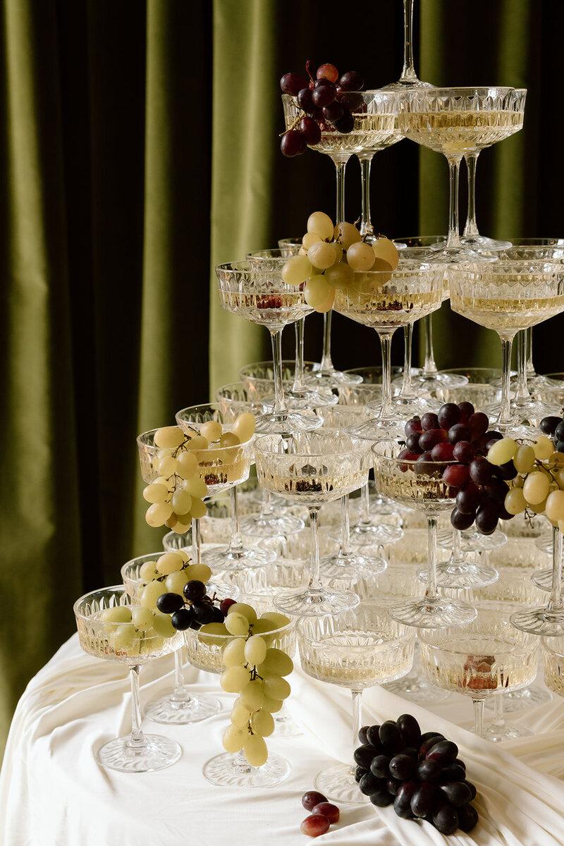 Luxury champagne tower for wedding reception — full-service event planner NJ & NYC