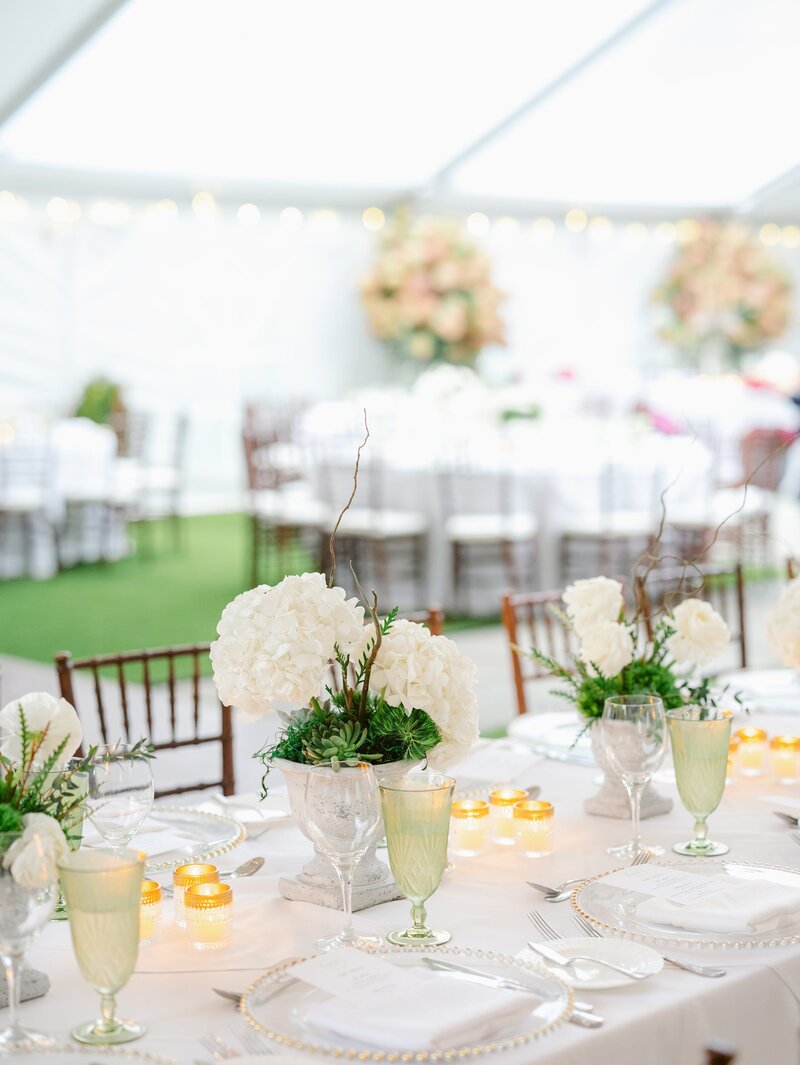 Wedding tables decorated with flowers and decor