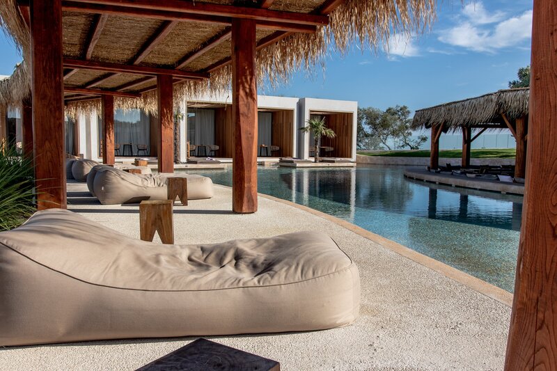 bean bag chairs at a tropical resort