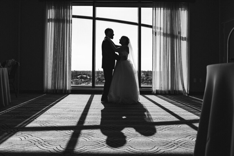 Black and White First Dance Photo Bride and Groom Boca Raton Wedding