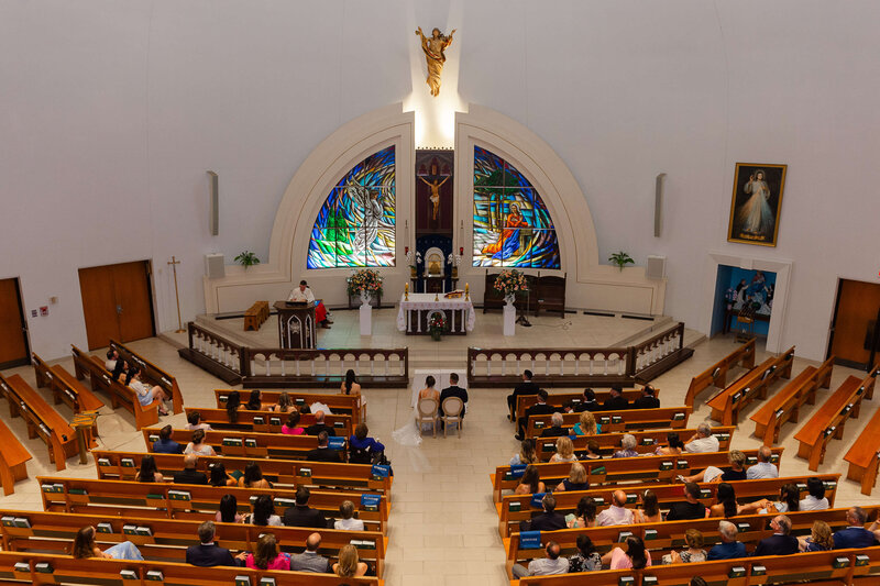 Ottawa wedding photography showing the wedding ceremony from the balcony