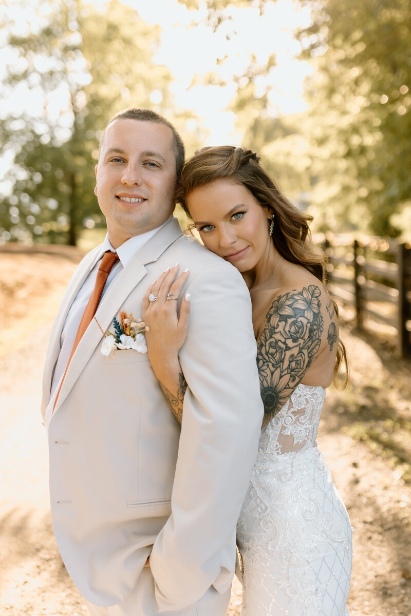 bride and groom looking into each others eyes