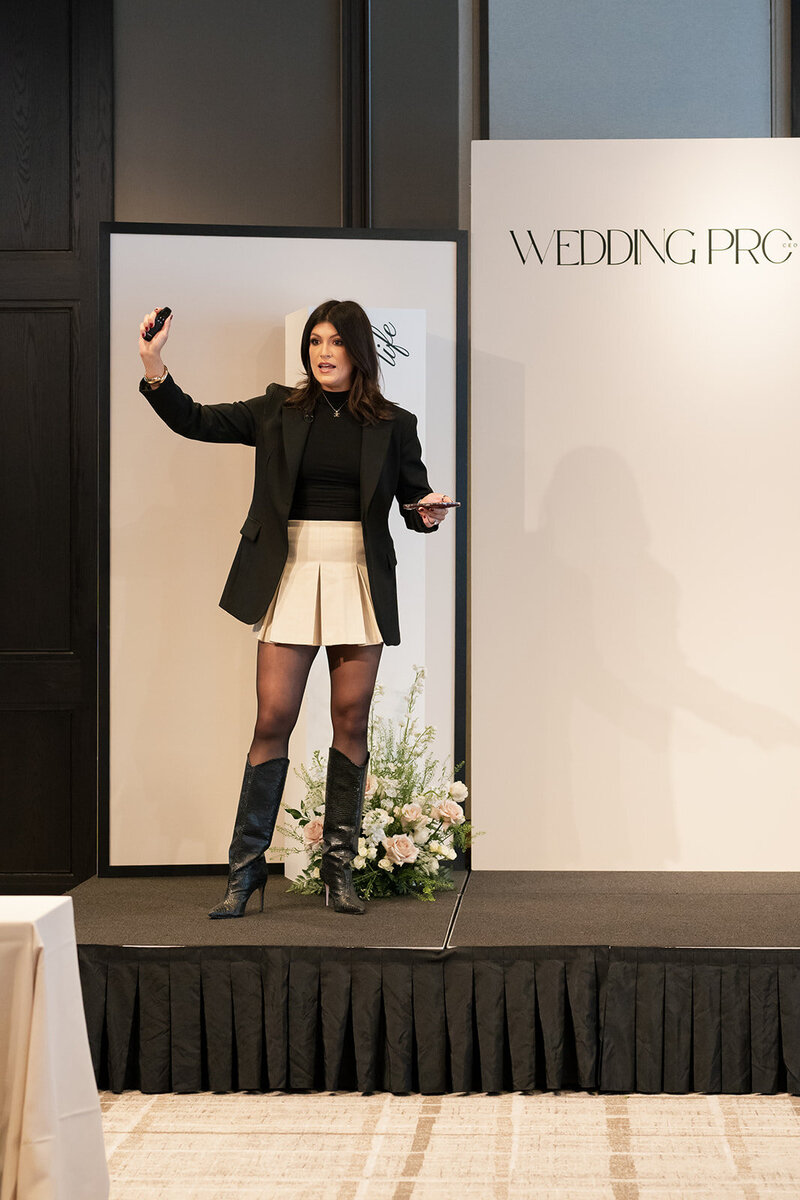 WPCEO speaker presenting to crowd at wedding pro summit