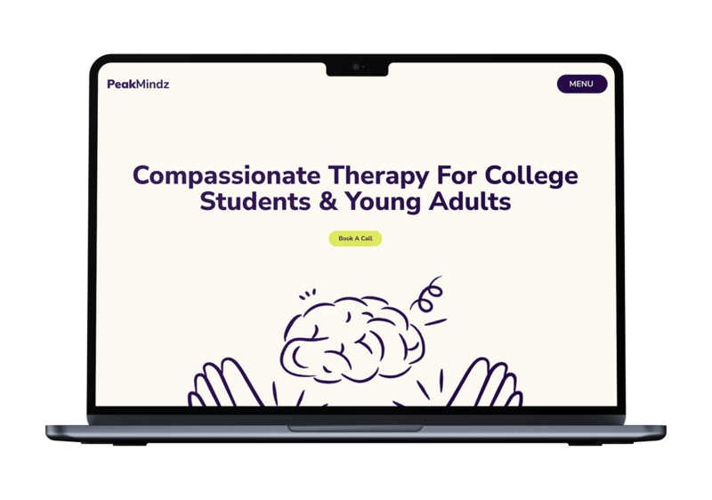 psychologist website design in a open laptop mockup