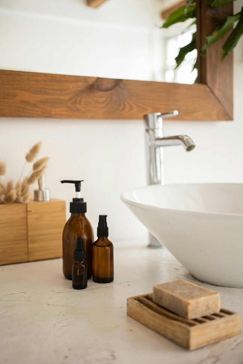 white sink on countertop