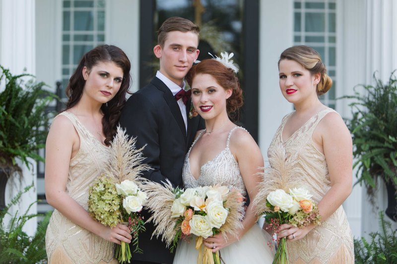 Great gatsby inspired wedding party on Parterre porch