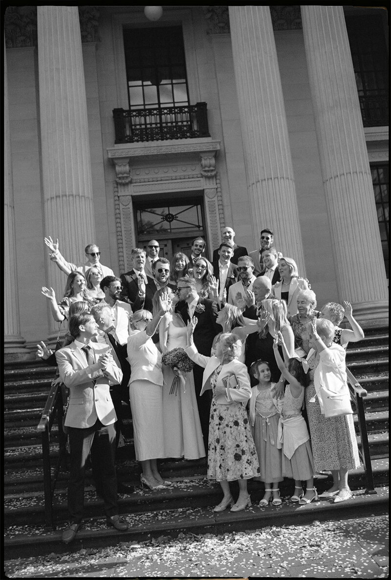 A modern wedding at Marylebone Town Hall in London shot on 35mm film