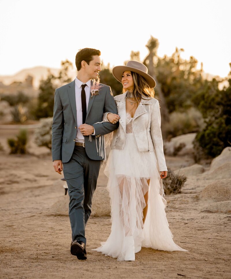 Modern Desert Wedding with Bride and Groom