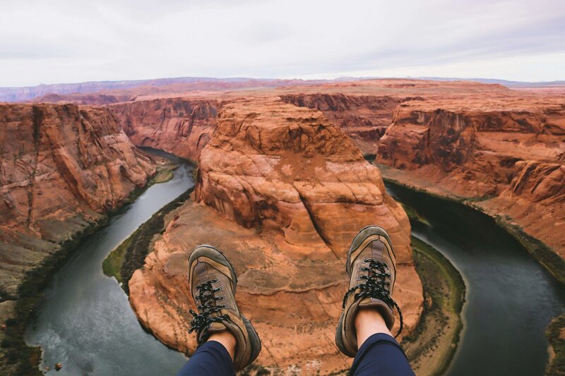 hiking shoes at horseshoe bend in Arizona