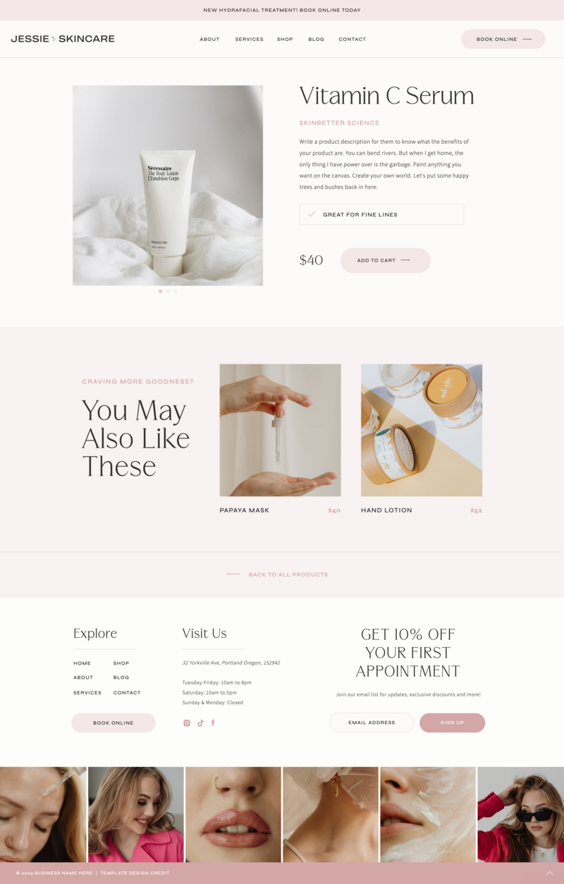 Showit Shop Page Template for Creatives