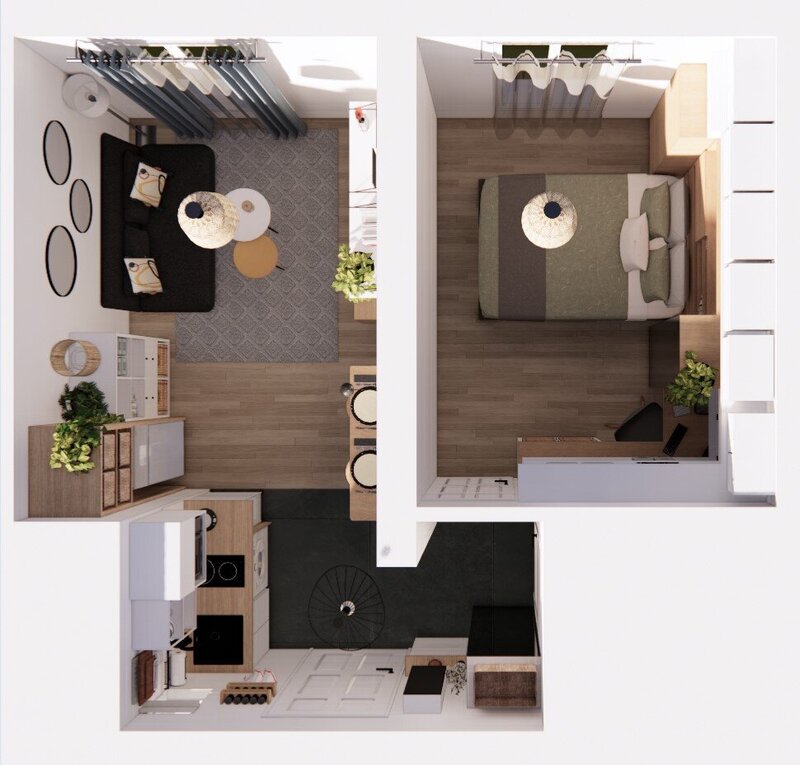 Sandrine Meurice Décoration - Plan aménagement 2 pièces 25 m²