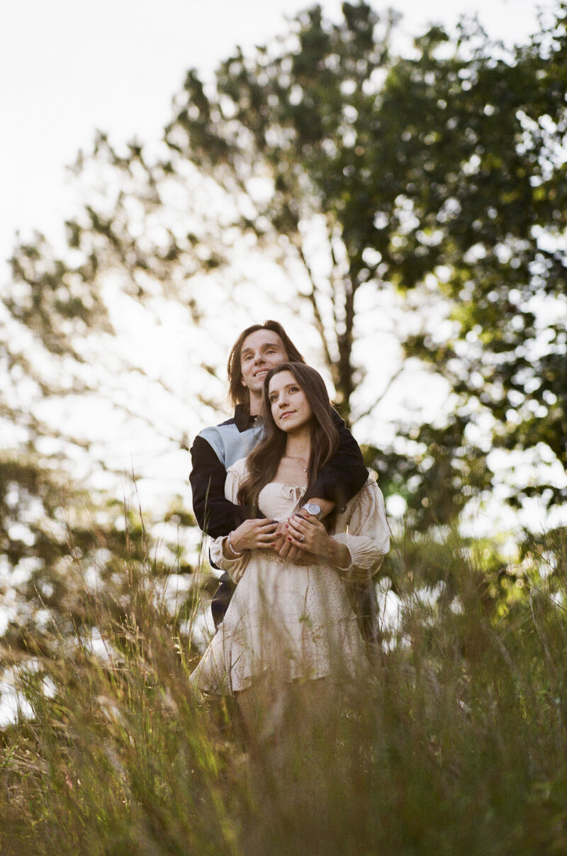 Sunset engagement photos in the Hudson Valley shot on 35mm film