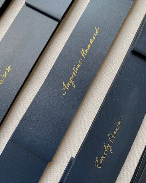 calligraphy names on blue advent calendars 