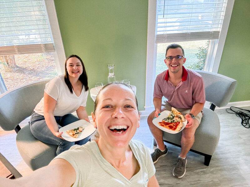 Wedding couple at Rocheal's house during their Gallery Reveal Party