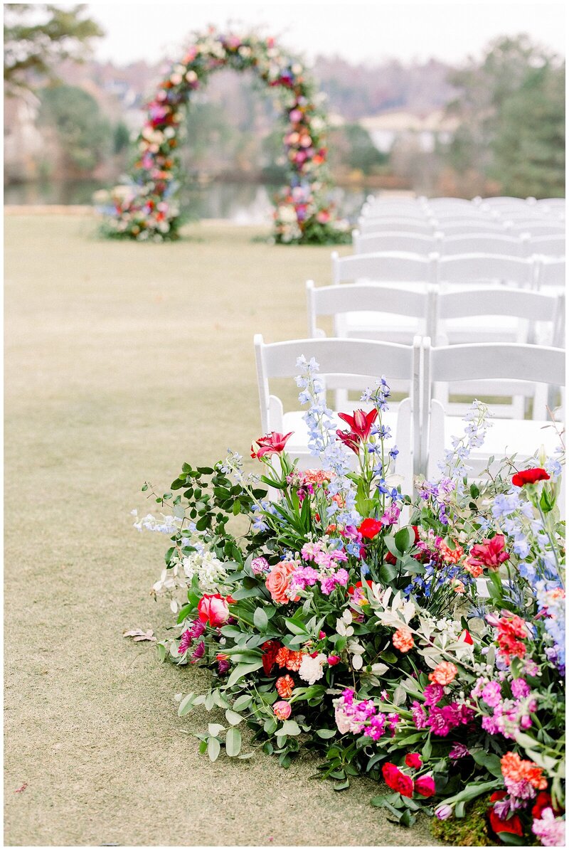 colorful flowers at wedding ceremony  atlanta  photography