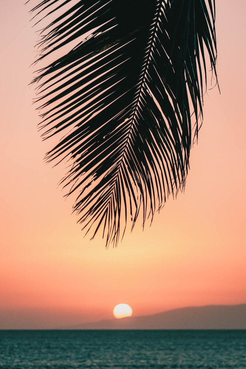 Sunset over a tropical sky
