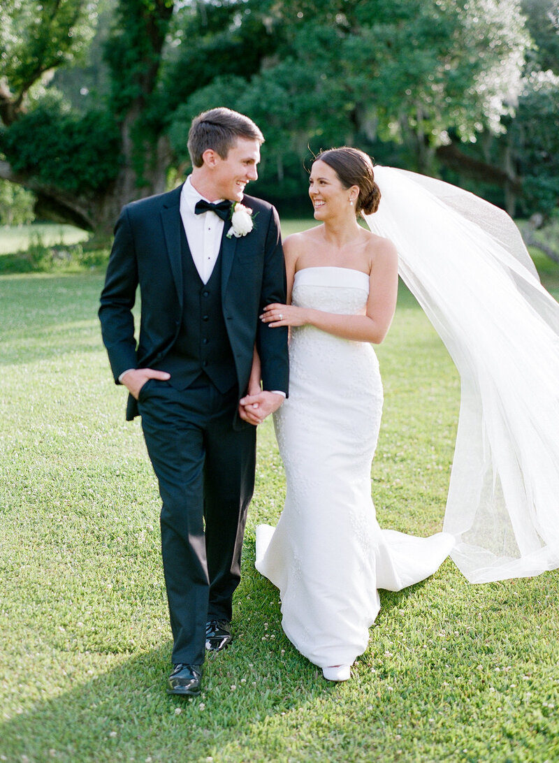 bride and groom kissing