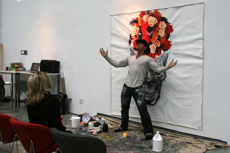 Brent Ray Fraser Waterfall Gallery Skull Live Painting Performance 2013 - 02