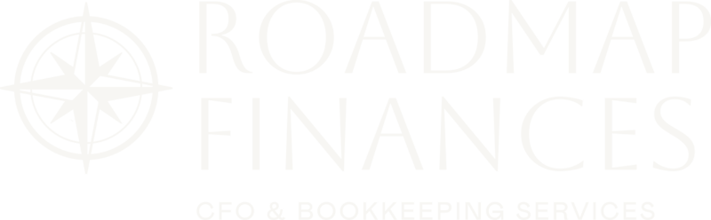 Text based font with words "Roadmap Finances CFO & Bookkeeping Service"