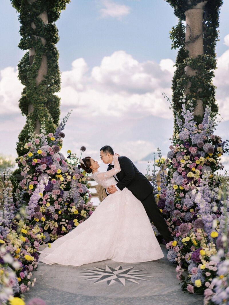 Bridal portrait at Loggia Durini during villa del Balbianello wedding, by luxury Lake Como wedding photographer Andreas K. Georgiou  