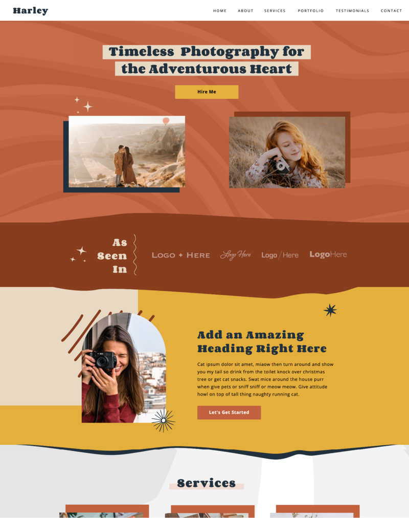 terracotta, boho themed web design