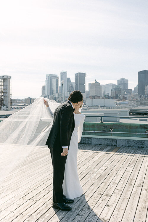 A married couple at the Belvedere of the Science Center in the Old Port.