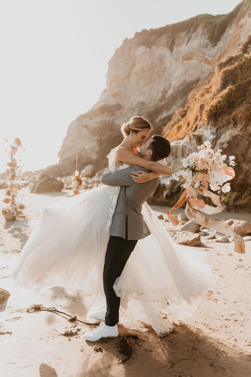 california bride and groom