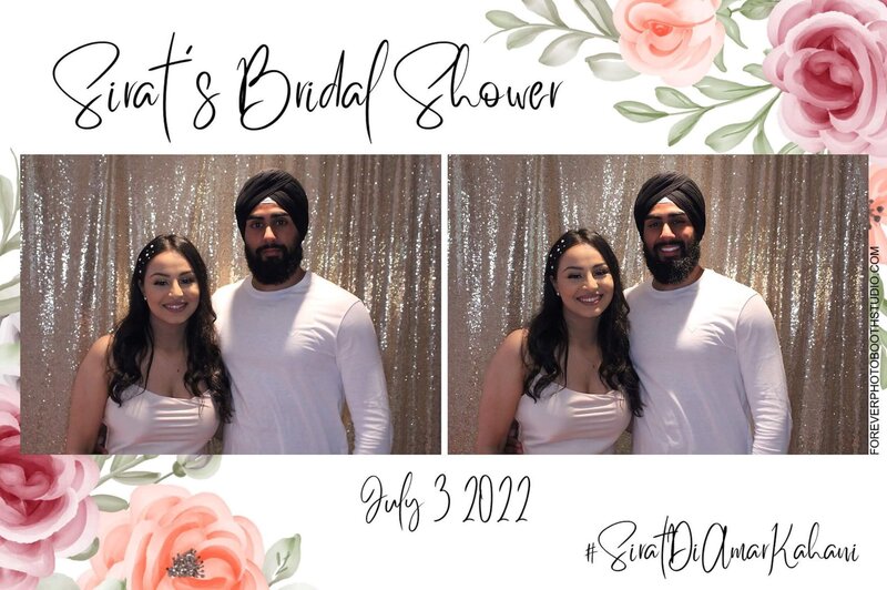 Images of a couple at bridal shower taken by photo booth near me