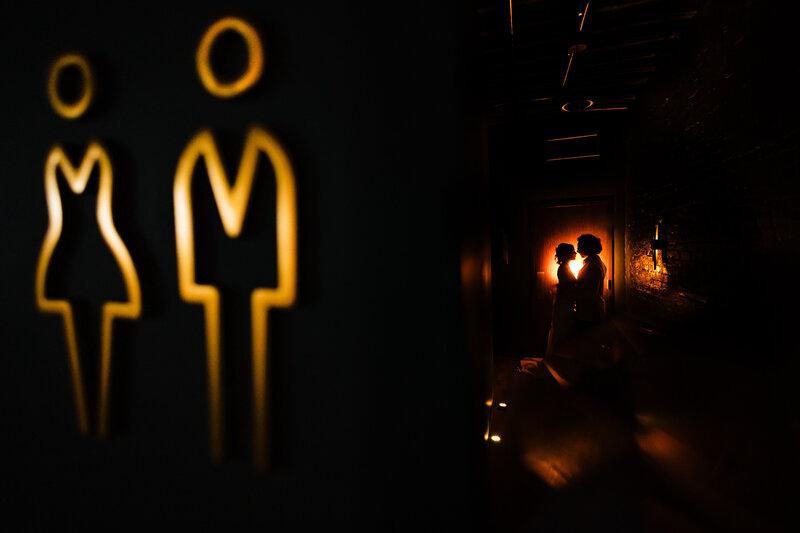 a wedding couple silhoetted at the Mez in toledo ohio