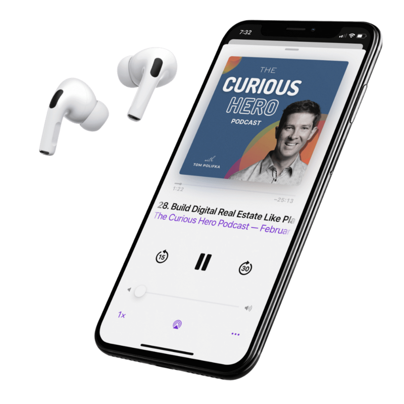 Curious Hero Podcast iphone mockup v2